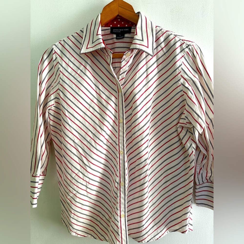 Striped Easy-Care Button-Up Shirt size L